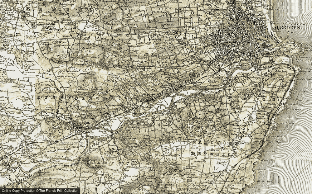 Old Map of Historic Map covering Blairs College in 1908-1909
