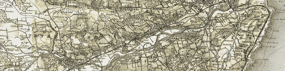 Old map of Bieldside in 1908-1909