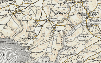 Old map of Bigbury in 1899-1900