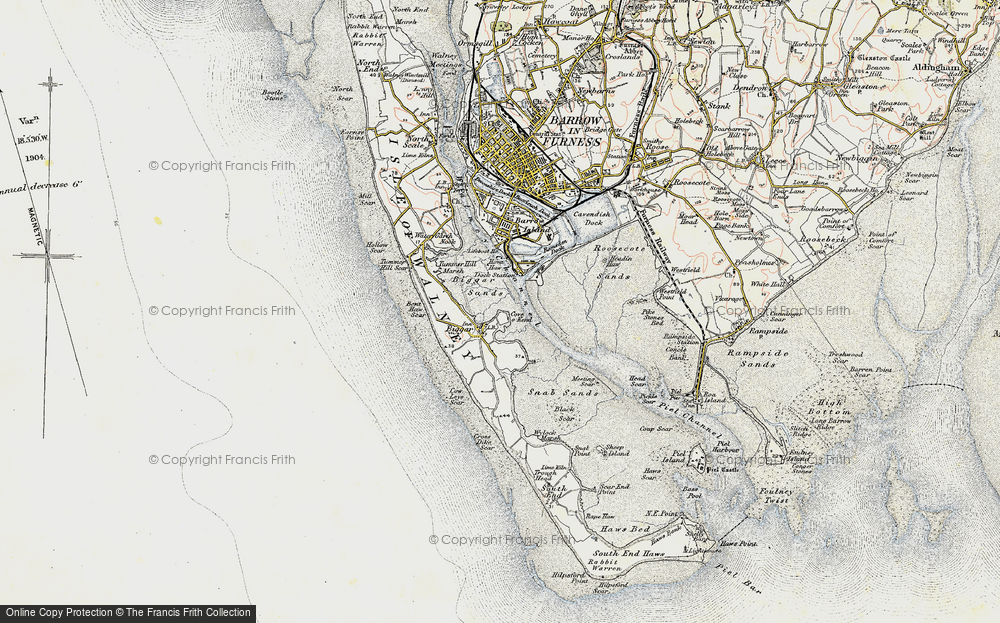Old Map of Historic Map covering Biggar Sands in 1903-1904