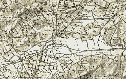 Old map of Biggar in 1904-1905