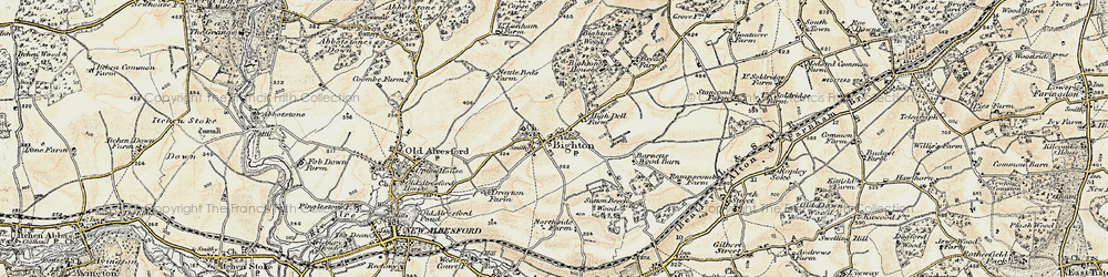 Old map of Bighton Manor in 1897-1900