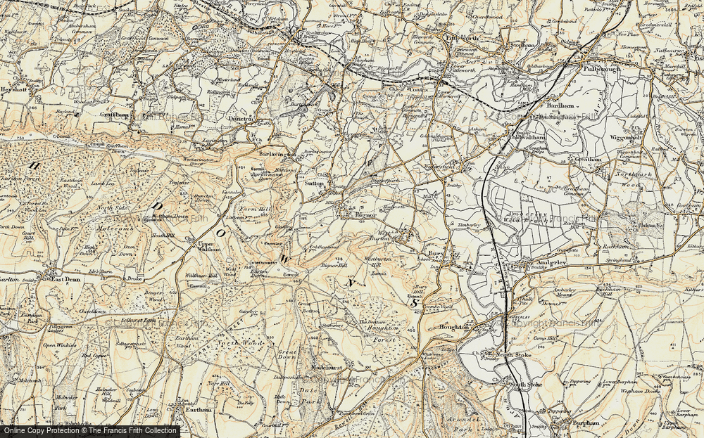Old Map of Historic Map covering Bignor Mill in 1897-1900