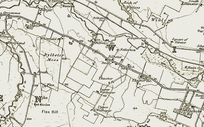 Old map of Achairn Burn in 1911-1912