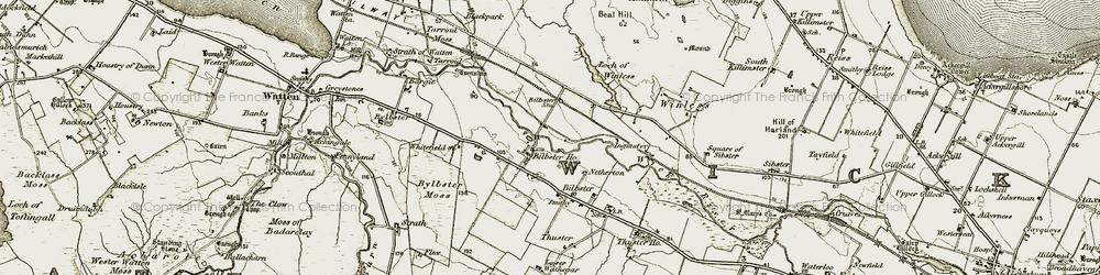 Old map of Bilbster Mains in 1911-1912