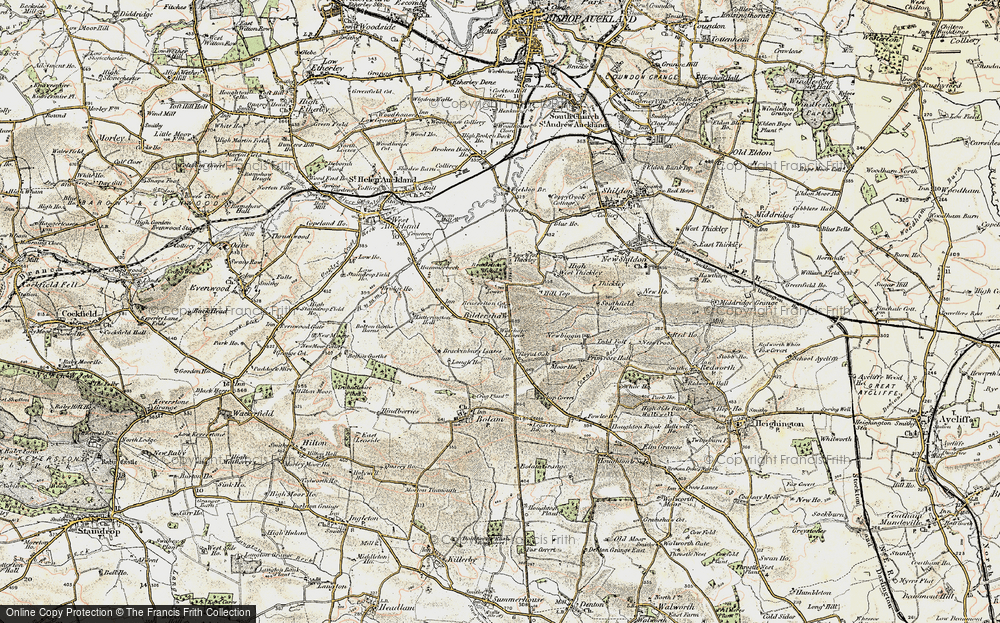 Old Map of Historic Map covering Brusselton Wood in 1903-1904