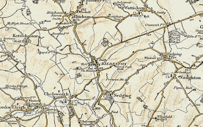 Old map of Bildeston in 1899-1901