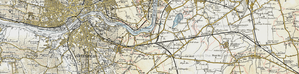 Old map of Bill Quay in 1901-1904