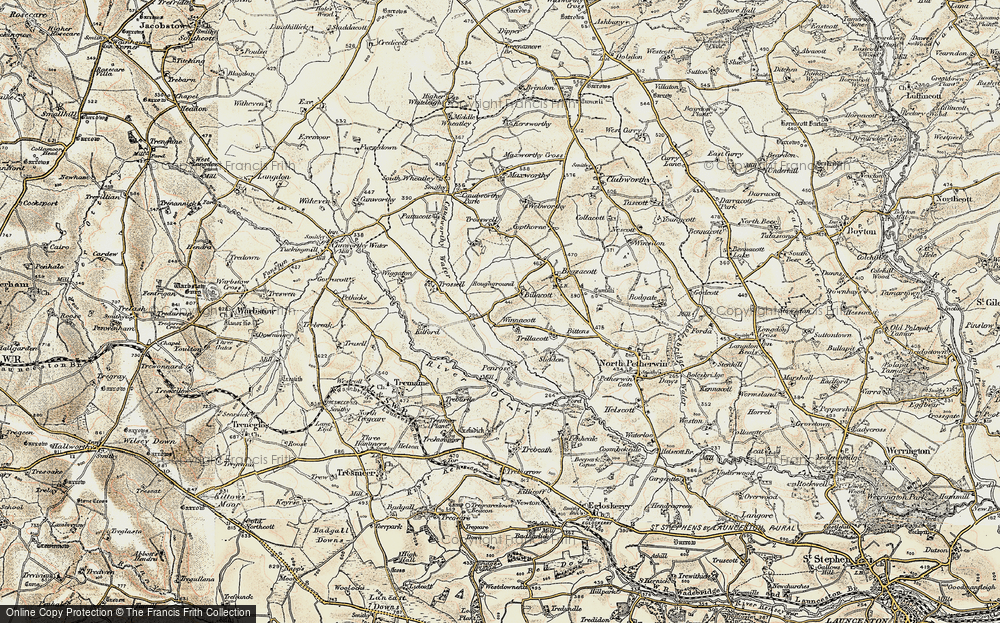 Old Map of Billacott, 1900 in 1900