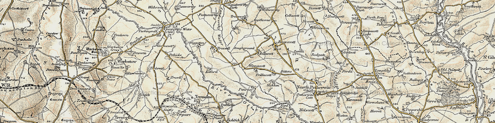 Old map of Billacott in 1900