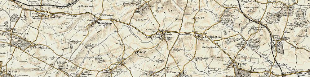 Old map of Billesdon in 1901-1903
