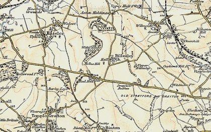 Old map of Billesley in 1899-1902
