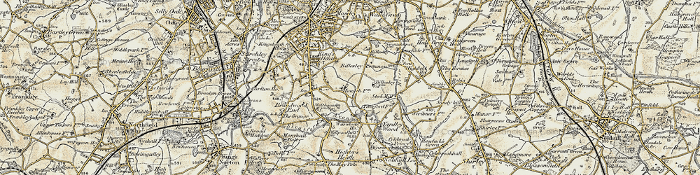 Old map of Billesley Common in 1901-1902