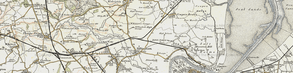 Old map of Billingham Beck in 1903-1904