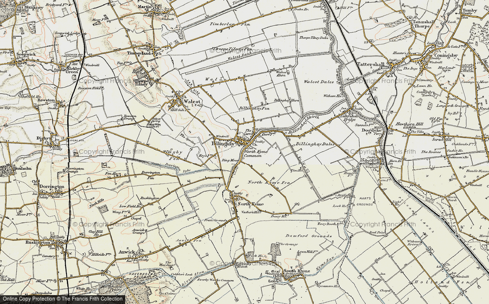 Old Map of Historic Map covering Billinghay Dales in 1902-1903