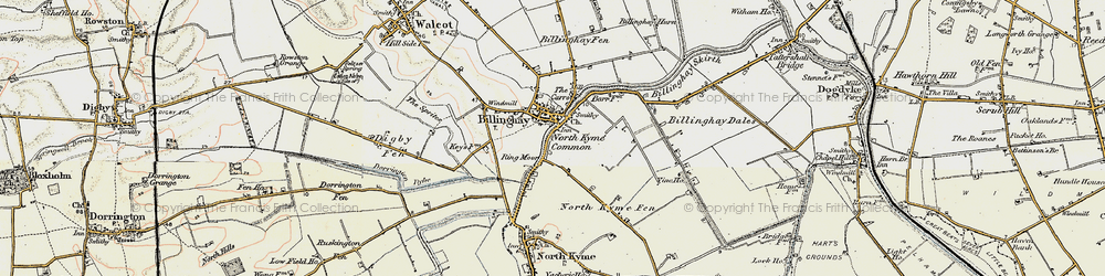 Old map of Billinghay Dales in 1902-1903