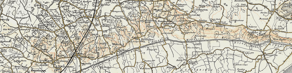 Old map of Bilsington in 1897-1898
