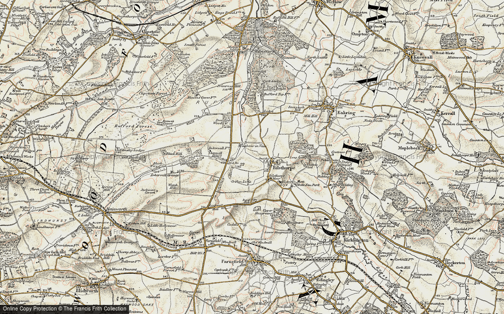 Old Map of Historic Map covering Nottinghamshire in 1902-1903