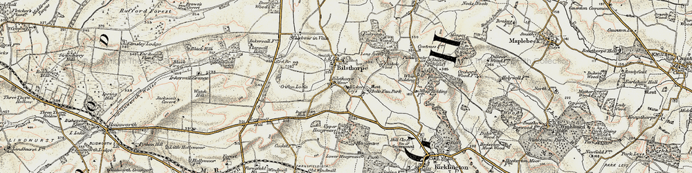 Old map of Bilsthorpe Moor in 1902-1903