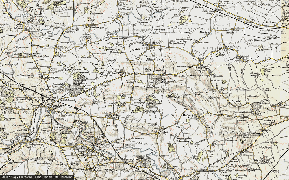Old Map of Historic Map covering Wighill Lodge in 1903-1904