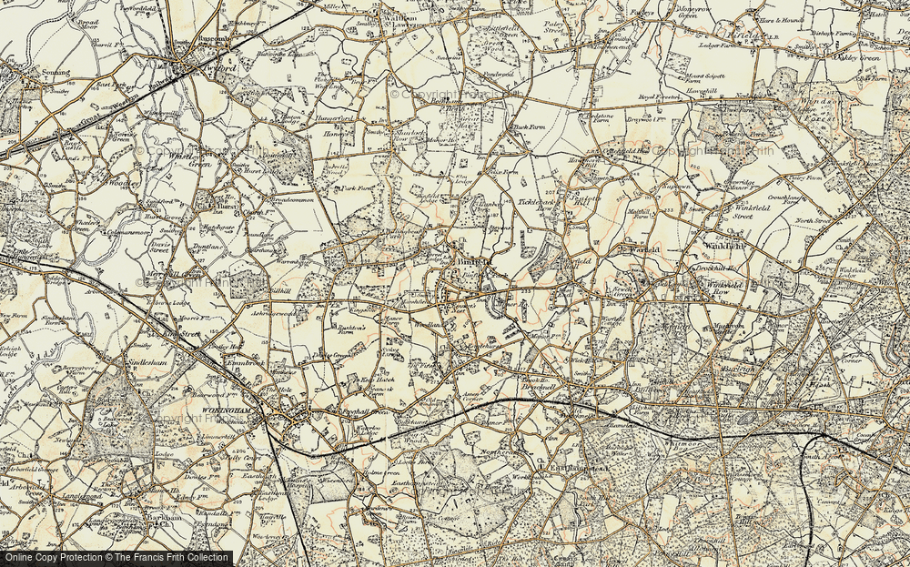 Old Map of Historic Map covering Binfield Manor in 1897-1909
