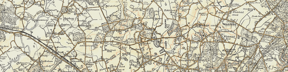 Old map of Binfield in 1897-1909