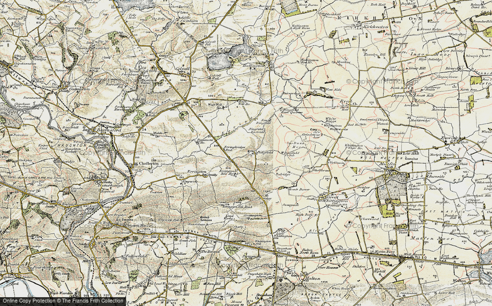 Old Map of Historic Map covering Todridge Fell in 1901-1903