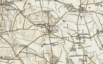 Old map of Binham in 1901-1902