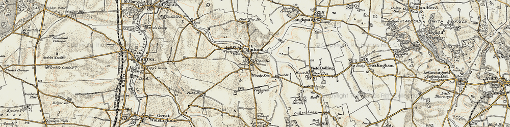 Old map of Binham in 1901-1902