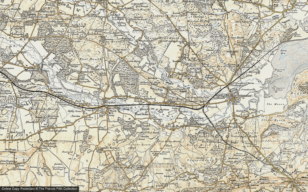 Old Map of Historic Map covering Binnegar Plain in 1899-1909