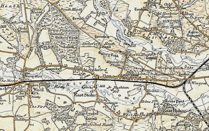 Old map of Binnegar Hall in 1899-1909