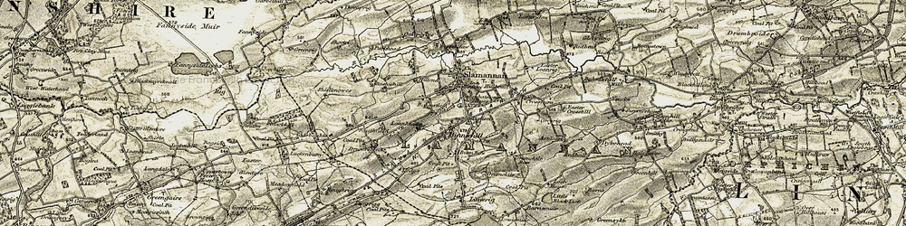 Old map of Balcastle Ho in 1904-1905