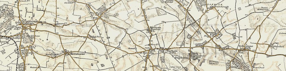 Old map of Bircham Newton in 1901-1902