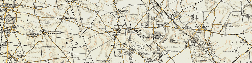Old map of Bircham Tofts in 1901-1902