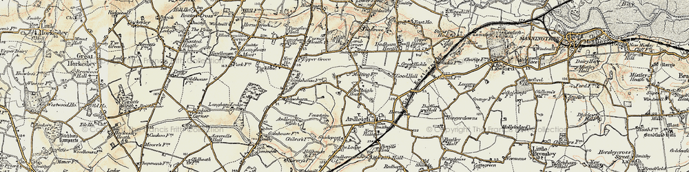 Old map of Birchhall Corner in 1898-1899