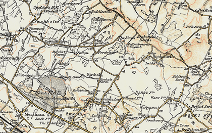 Old map of Bircholt Court in 1897-1898