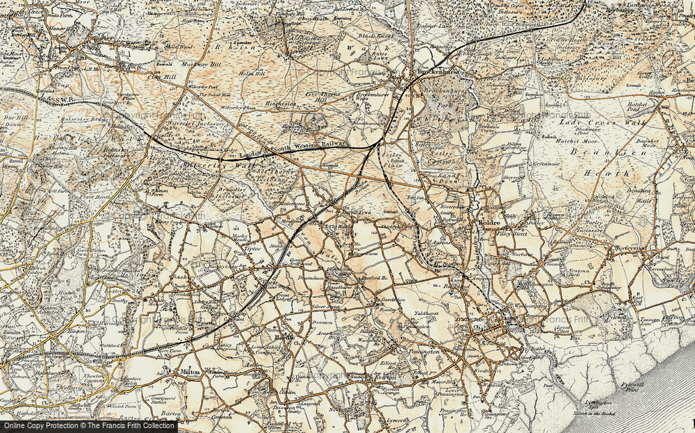 Old Map of Historic Map covering Widden Bottom in 1897-1909