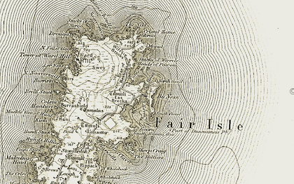 Old map of Fair Isle in 1912