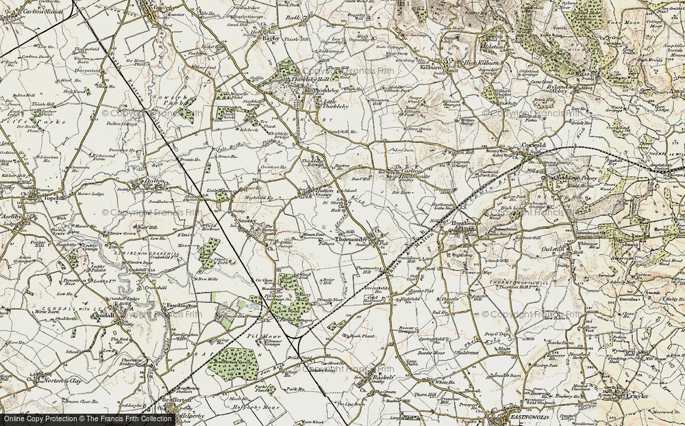 Old Map of Historic Map covering Hutton Sessay in 1903-1904