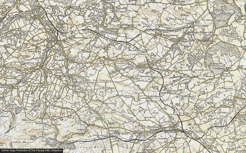 Old Map of Historic Map covering Broadstone Resr in 1903