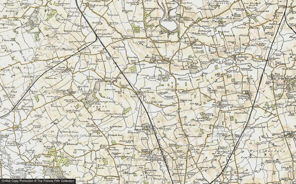 Old Map of Historic Map covering Hutton Bonville in 1903-1904