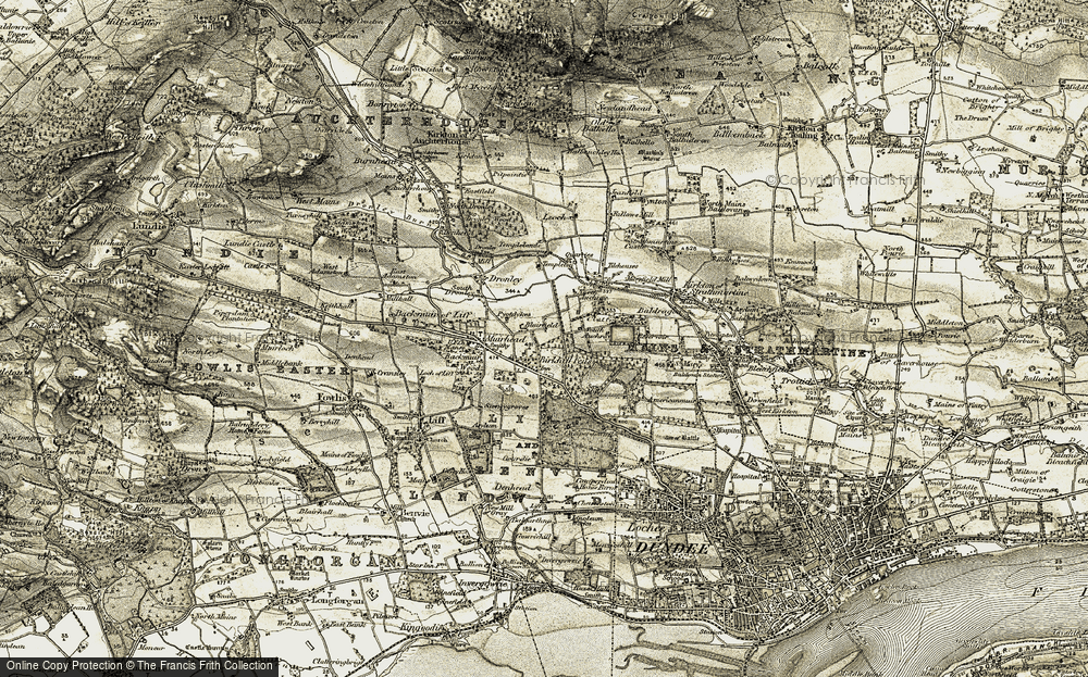 Old Map of Birkhill, 1907-1908 in 1907-1908