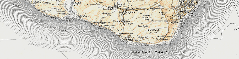 Old map of Birling Gap in 1898