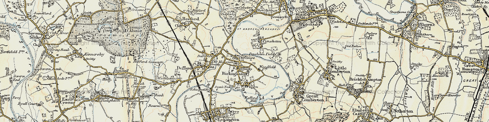 Old map of Birlingham in 1899-1901