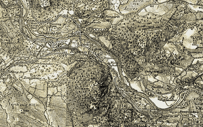 Old map of Birnam in 1907-1908
