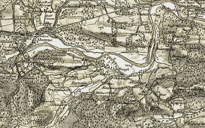 Old map of Burn of Birse in 1908-1909