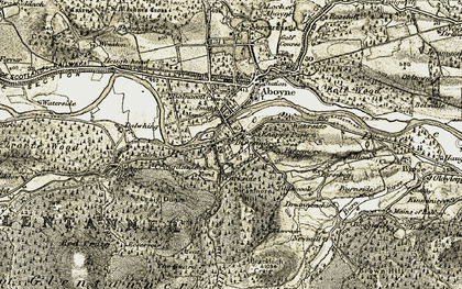 Old map of Bridge O'Ess in 1908-1909