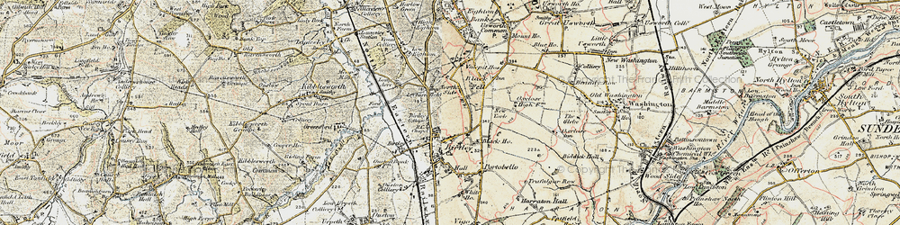 Old map of Birtley in 1901-1904