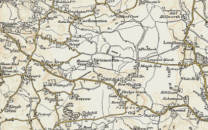 Old map of Birtsmorton in 1899-1901