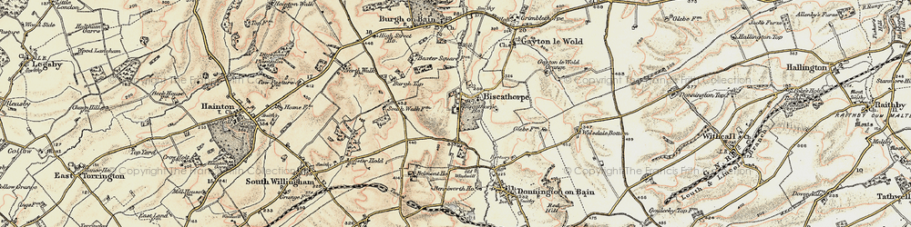 Old map of Biscathorpe Ho in 1902-1903